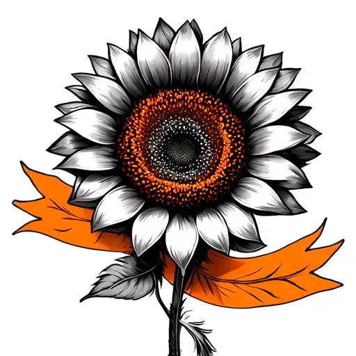 Sunflower Orange Ribbon With Feather