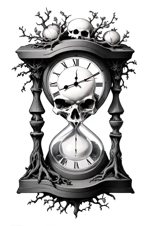 Momento Mori Hourglass Tree Skull Clock