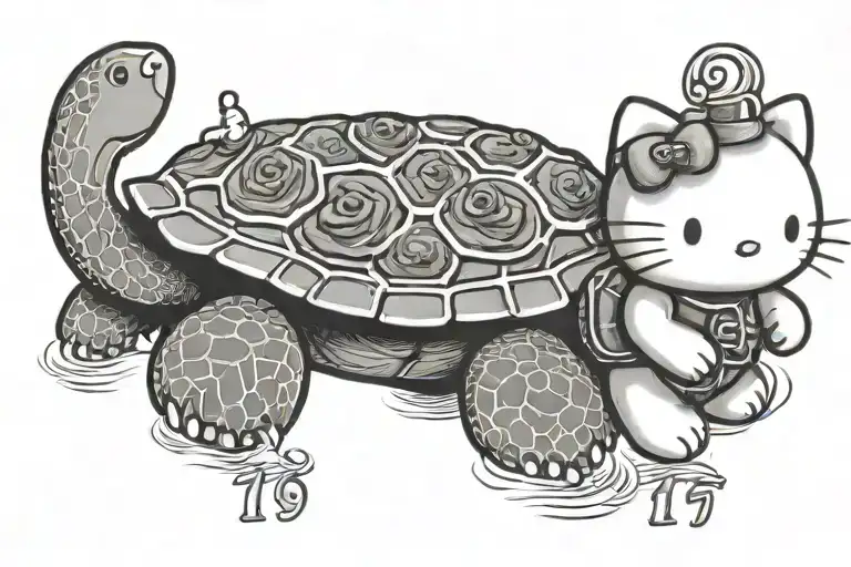 Hello Kitty With Turtle And The Number 1111 Numbers