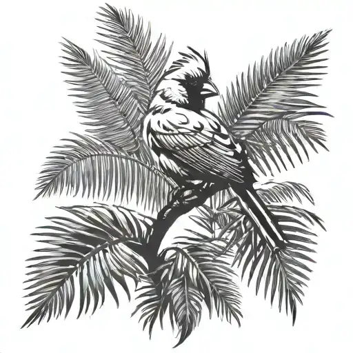 Cardinal And Palm Tree Silhouette