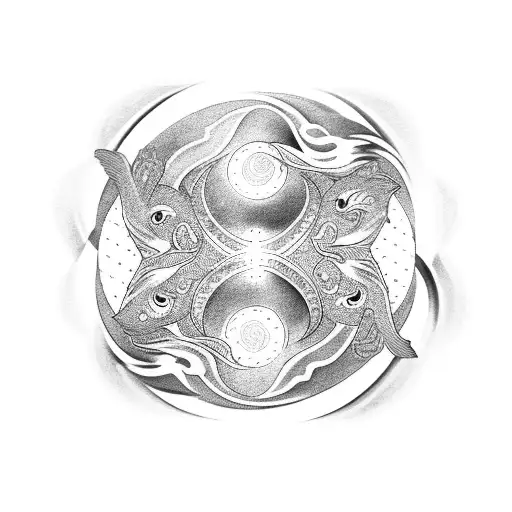 A Phoenix And Tiger Intertwining In A Yin And Yang Symbol