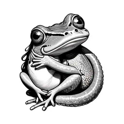 Tiana's Frog And Rapunzel's Chameleon Simply Tattoo Idea Hugging