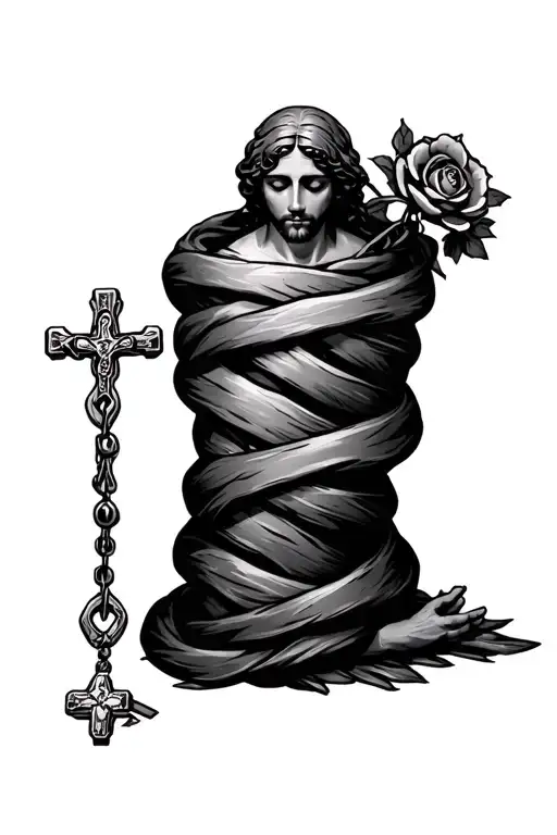 A Small Rosary Wrapped Around Once