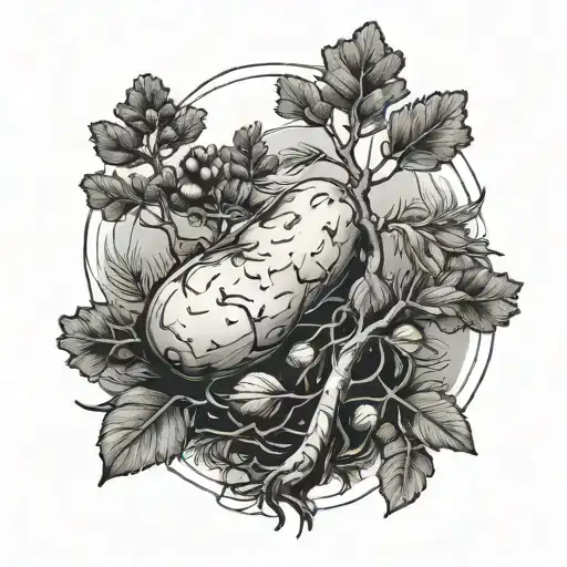 Potato Growing Into A Pine Tree