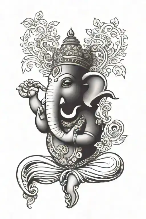 Ganesh With A Bhagvad Gita Quote As Crown Adorned