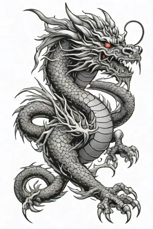 Japan Dragon With Blood In The Graze