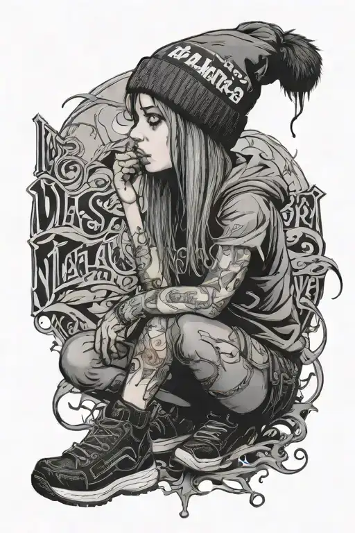 Emo Girl In Beanie With Walking Disaster Written On It