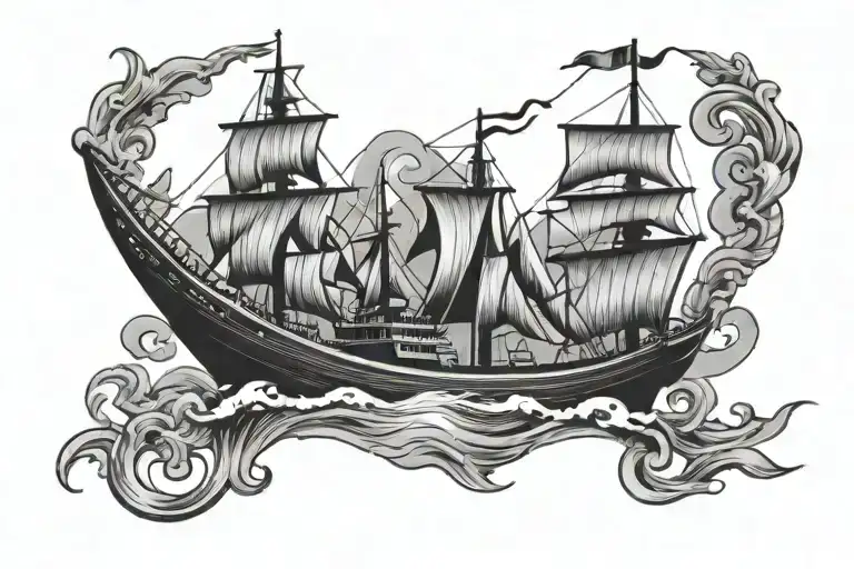 Small Abstract Ship Sailing