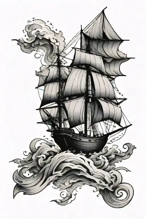 Small Abstract Ship Sailing