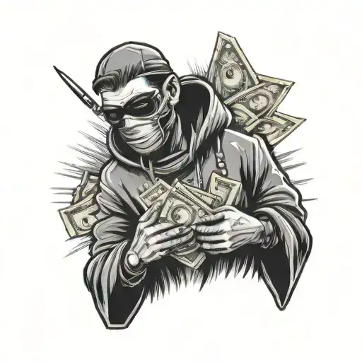 Robber Holding Money