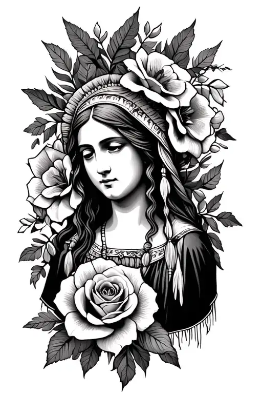 Native Madonna And Roses Blooming Flowers