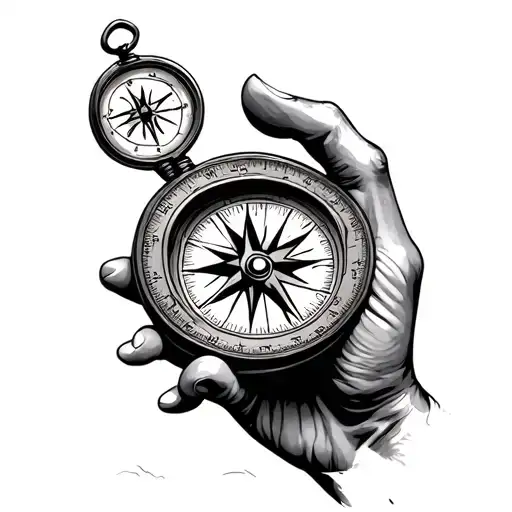 Blind Man Holding Compass