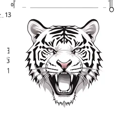 Realistic Tiger With Angry Face And A Scale Measuring The Heart And Brain Weight