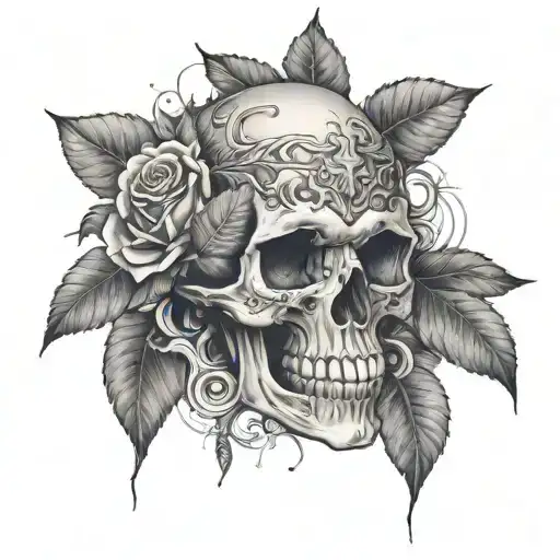 Half Sleeve Nature Skull Forearm