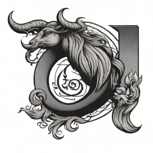 Simple Tatoo Combination Of Capricorn And Virgo Zodiac Sign