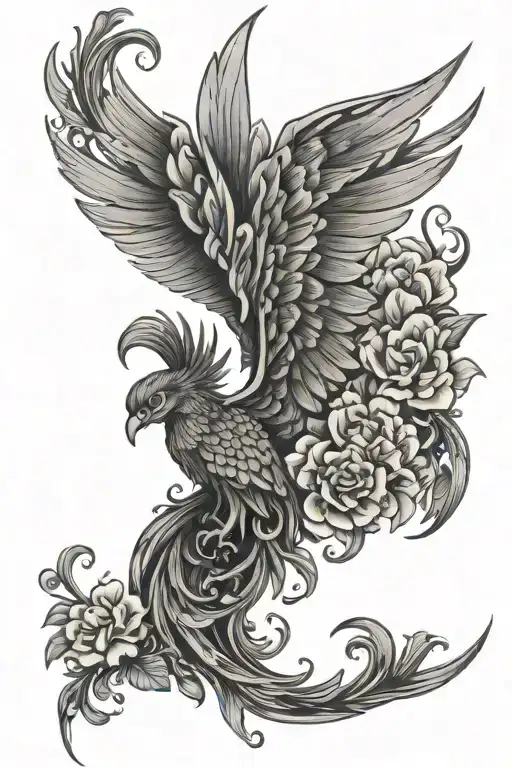Phoenix And Flowers Bottom Part
