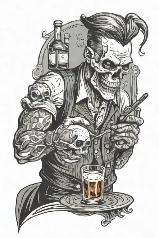 Bartender Pouring Skull Drink
