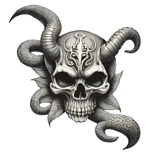 Baphomet Skull And Snake