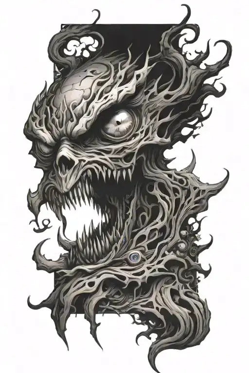 Half Sleeve Eyes Of Monsters In The Dark