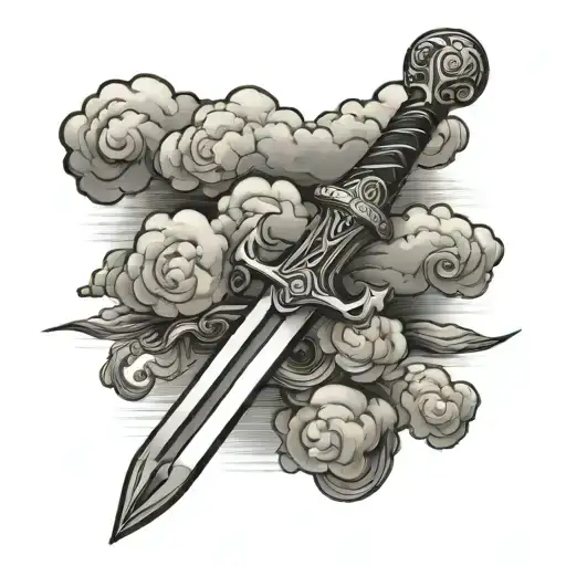 Sword With Cloud Background