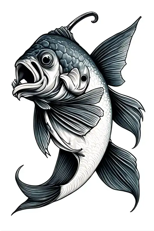 Fish Hook Based Minimal Tattoo Design