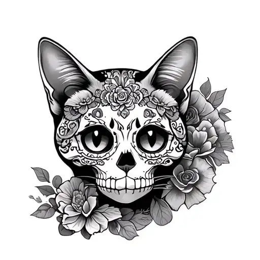 Sugar Candy Skull Cat
