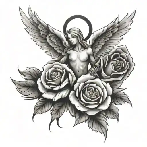 Dove Rose Cross Angel Fore Arm