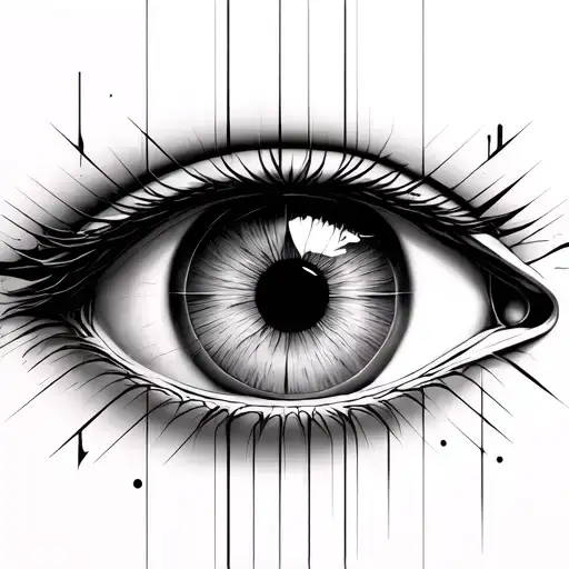 I Want A Realistic Human Eye With Solid Geometric Figures In Black Creating A 3D Effect