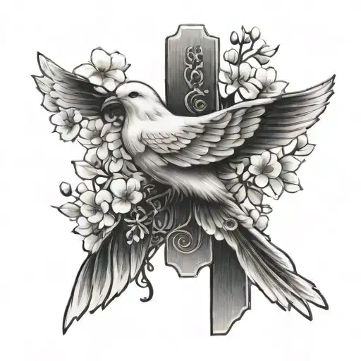 Cherry Blossom Cross Dove