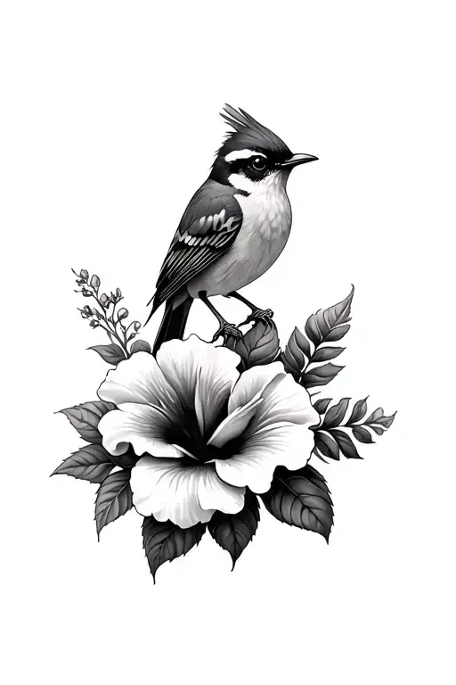 Wren And Roses Mayflowers Hibiscus