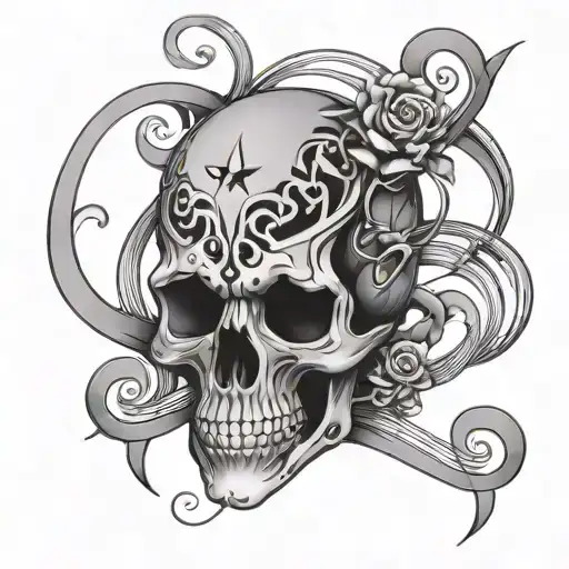 Skull Inspired By Music Note Intertwined