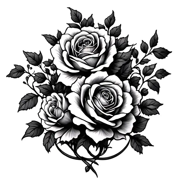 Flower Vine Down Spine Tattoo With Roses