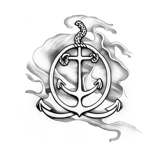 Anchor With Rope In The Sea Palm Tree Pisces