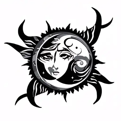 Tattoo Tribal Sun Star Moon