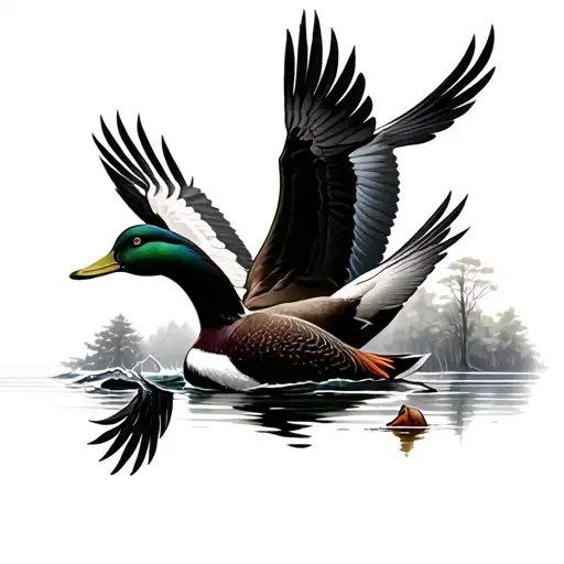 Flying Mallards Trees And Water Darken Everything