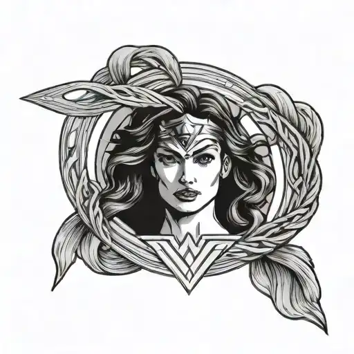 Wonder Woman Symbol With The Lasso Of Truth That Spells Out Luna Lei