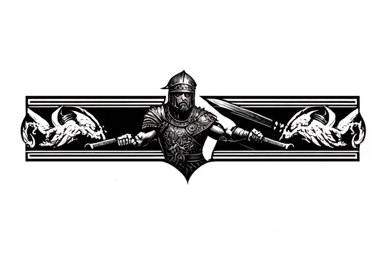 Thigh Band Tattoo Gladiator Warrior Battling
