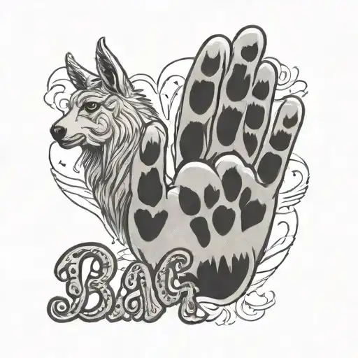 Dog Paw Print With A Llama And It's Name