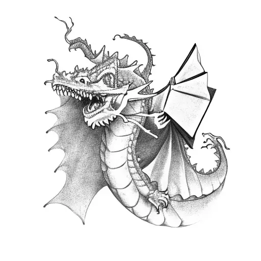 A Teacher Riding A Dragon And Holding A Book