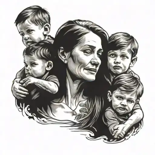 Mother With Her 3 Sons