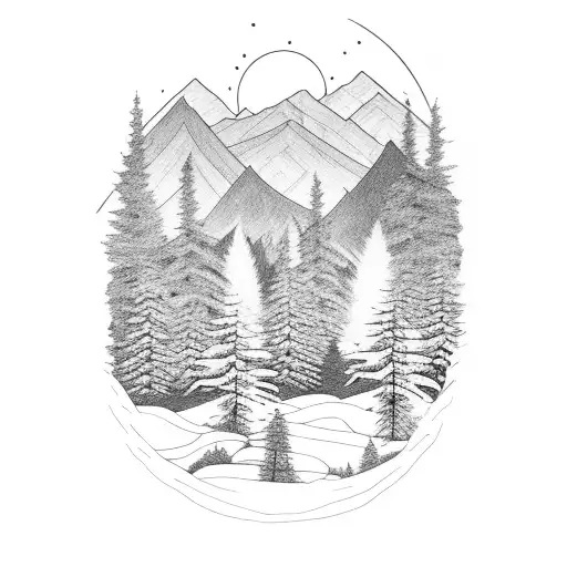 Smoky Mountain Scene With Trees And A Bear