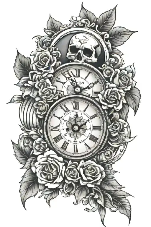 Skull And Clock Face