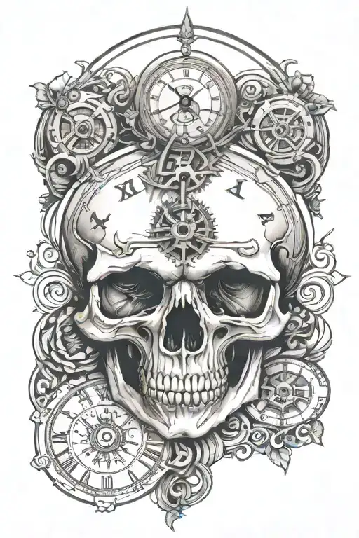 Skull And Clock Face