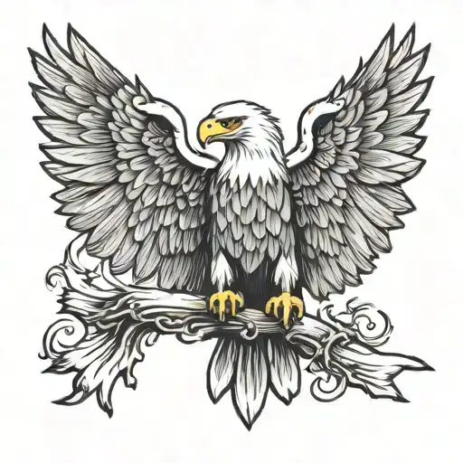 Bald Eagle With Cross Surrounded