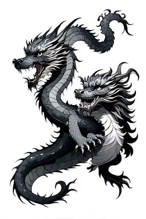 Dragon And Foo Dog Guarding