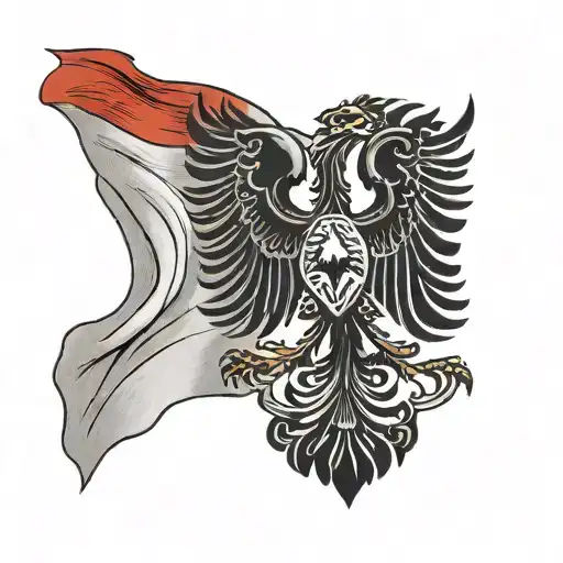 Albanian Flag With Space For Name