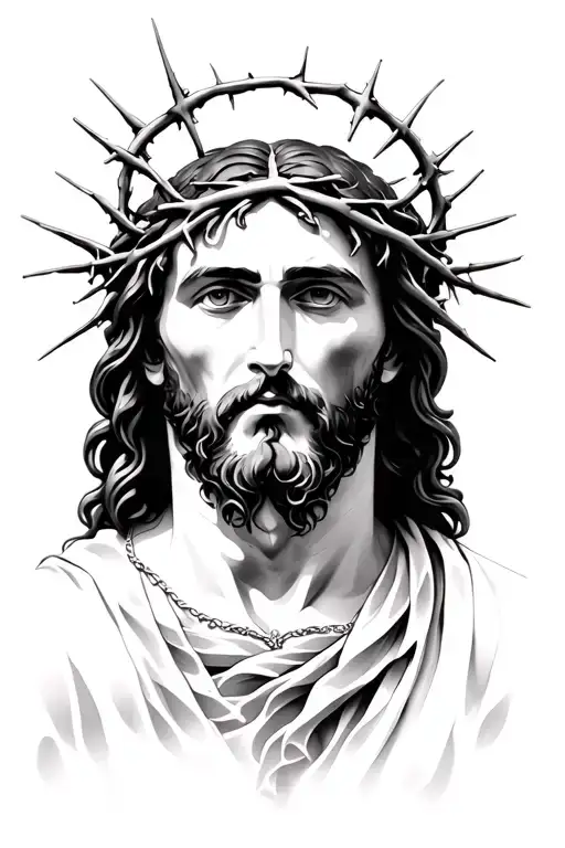 Portrait Of Jesus With Crown Of Thorns