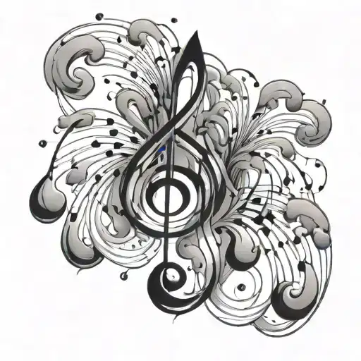 An Abstract Tattoo Of Tears Transforming Into Musical Notes