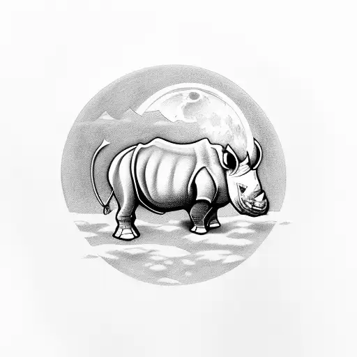 Rhino With Moon