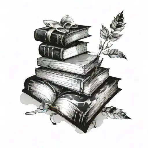 Black And White Book Stack With Open Book On Top That Has Watercolors Spilling Out